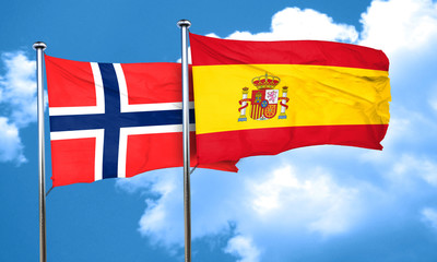 norway flag with Spain flag, 3D rendering