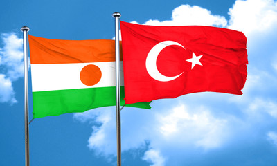 niger flag with Turkey flag, 3D rendering