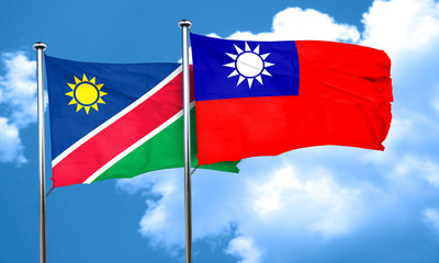 Namibia flag with Taiwan flag, 3D rendering