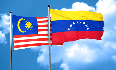 Malaysia flag with Venezuela flag, 3D rendering