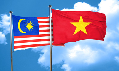 Malaysia flag with Vietnam flag, 3D rendering
