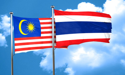 Malaysia flag with Thailand flag, 3D rendering