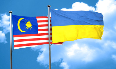 Malaysia flag with Ukraine flag, 3D rendering