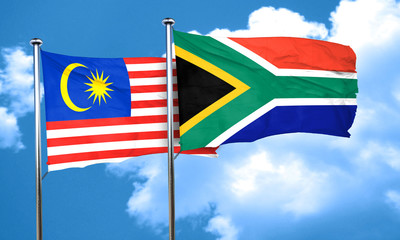 Malaysia flag with South Africa flag, 3D rendering