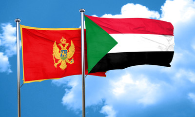 Montenegro flag with Sudan flag, 3D rendering