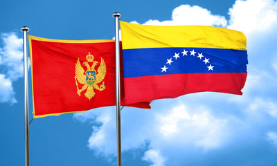 Fototapeta na wymiar Montenegro flag with Venezuela flag, 3D rendering