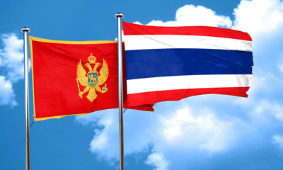 Montenegro flag with Thailand flag, 3D rendering
