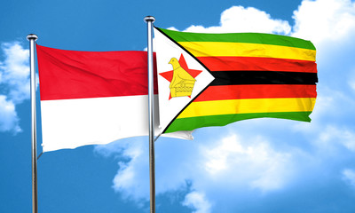 monaco flag with Zimbabwe flag, 3D rendering