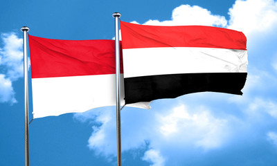 monaco flag with Yemen flag, 3D rendering