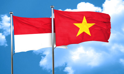 monaco flag with Vietnam flag, 3D rendering