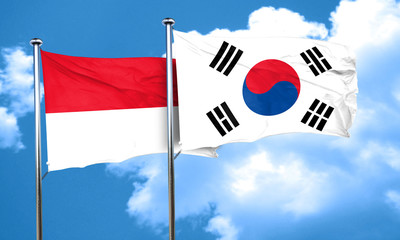 monaco flag with South Korea flag, 3D rendering