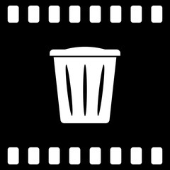 Flat paper cut style icon of trash can