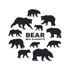 Bear silhouette on the white background