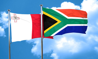 Malta flag with South Africa flag, 3D rendering