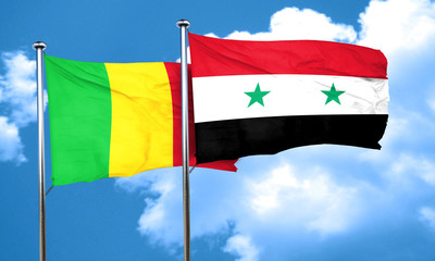 Mali flag with Syria flag, 3D rendering