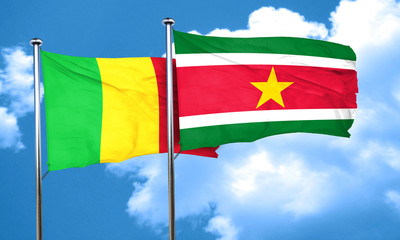 Mali flag with Suriname flag, 3D rendering