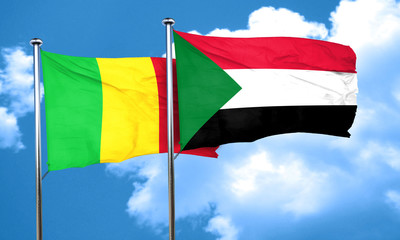 Mali flag with Sudan flag, 3D rendering