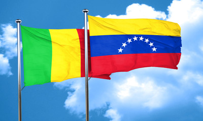 Mali flag with Venezuela flag, 3D rendering