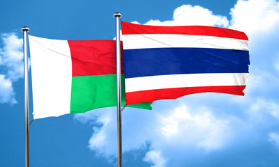 Fototapeta na wymiar Madagascar flag with Thailand flag, 3D rendering