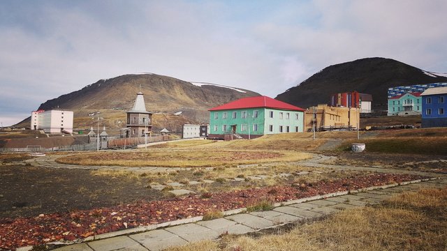 Old cold miner town of Barentsburg