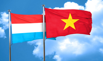 Luxembourg flag with Vietnam flag, 3D rendering