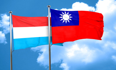 Luxembourg flag with Taiwan flag, 3D rendering