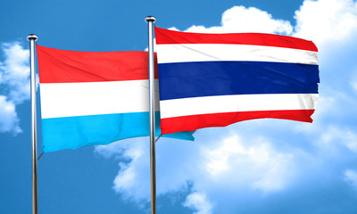 Luxembourg flag with Thailand flag, 3D rendering