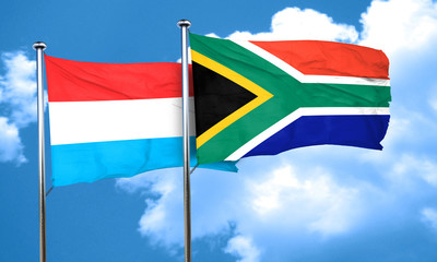 Luxembourg flag with South Africa flag, 3D rendering