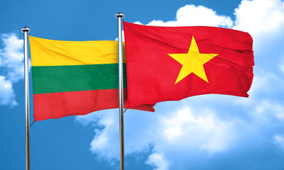 Fototapeta na wymiar Lithuania flag with Vietnam flag, 3D rendering