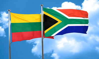 Lithuania flag with South Africa flag, 3D rendering