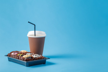 cup of coffee and chocolate cookies