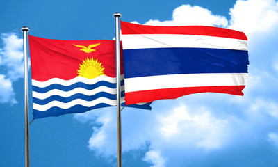 Kiribati flag with Thailand flag, 3D rendering