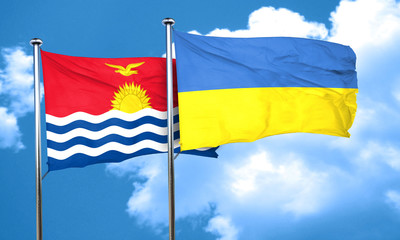 Kiribati flag with Ukraine flag, 3D rendering