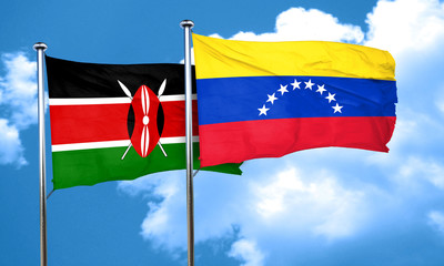 Kenya flag with Venezuela flag, 3D rendering