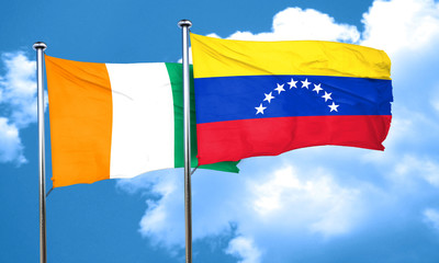 Ivory coast flag with Venezuela flag, 3D rendering