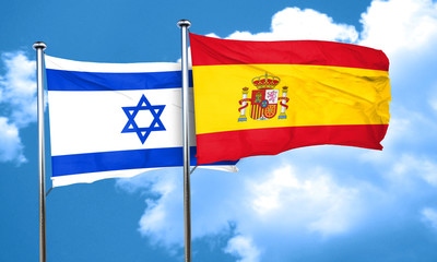 Israel flag with Spain flag, 3D rendering