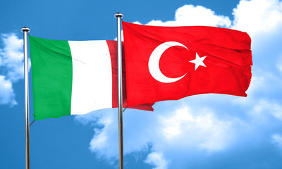 Italy flag with Turkey flag, 3D rendering