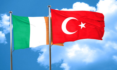 Ireland flag with Turkey flag, 3D rendering