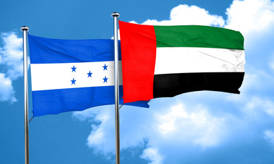 Honduras flag with UAE flag, 3D rendering