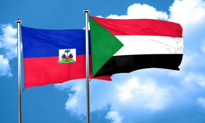 Haiti flag with Sudan flag, 3D rendering