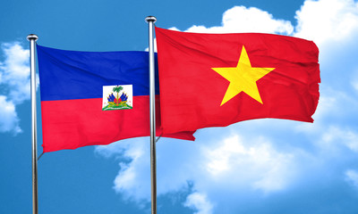 Haiti flag with Vietnam flag, 3D rendering