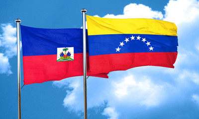 Haiti flag with Venezuela flag, 3D rendering