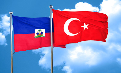 Haiti flag with Turkey flag, 3D rendering