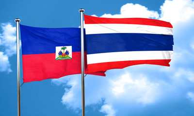 Fototapeta na wymiar Haiti flag with Thailand flag, 3D rendering