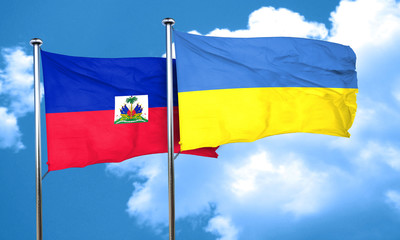 Haiti flag with Ukraine flag, 3D rendering