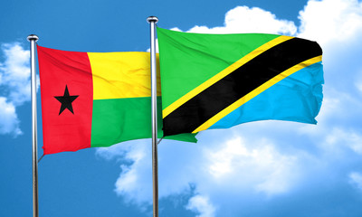 Guinea bissau flag with Tanzania flag, 3D rendering