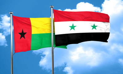 Guinea bissau flag with Syria flag, 3D rendering