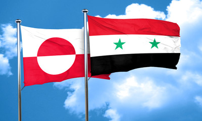 greenland flag with Syria flag, 3D rendering