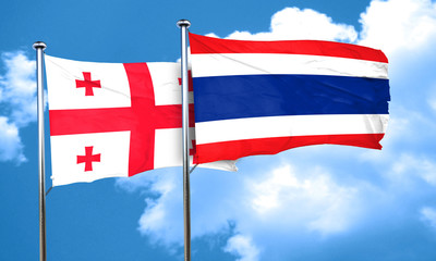 Georgia flag with Thailand flag, 3D rendering