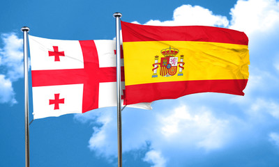Georgia flag with Spain flag, 3D rendering